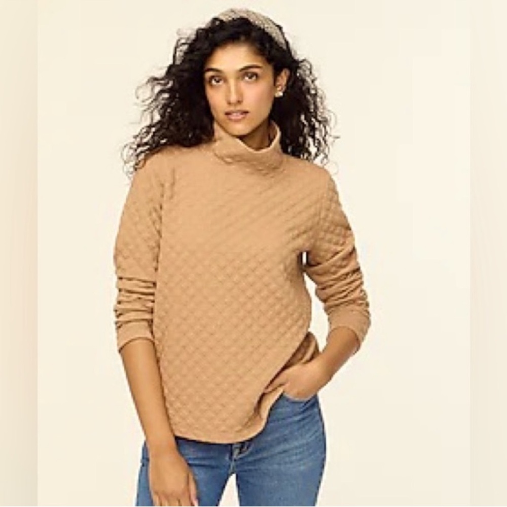 J. Crew Women's Quilted Camel Pullover Sweatshirt - size large